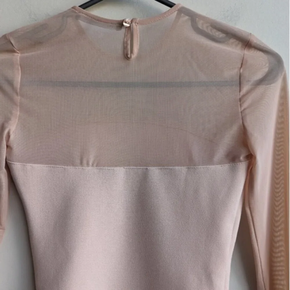 Zara nude mesh long sleeve blouse - Picture 3 of 5